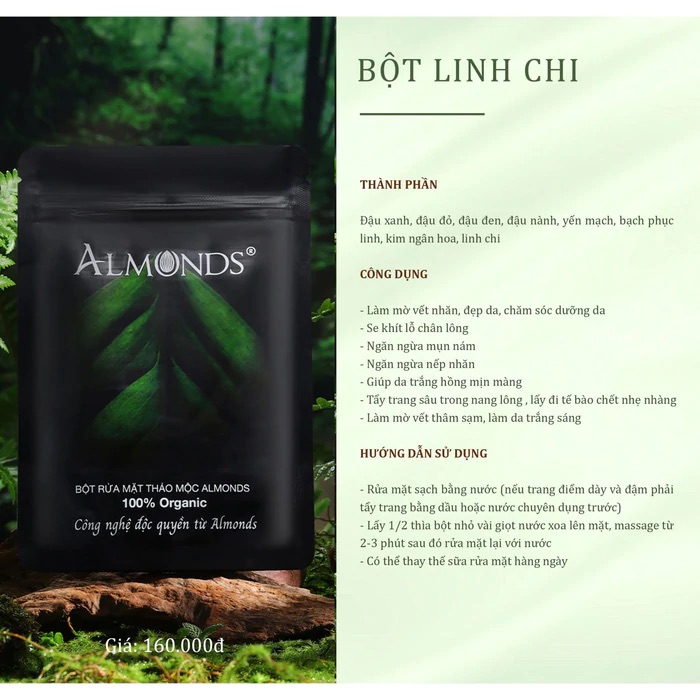 BỘT RỬA MẶT THẢO DƯỢC  - Da Mịn, Căng Bóng Almonds
