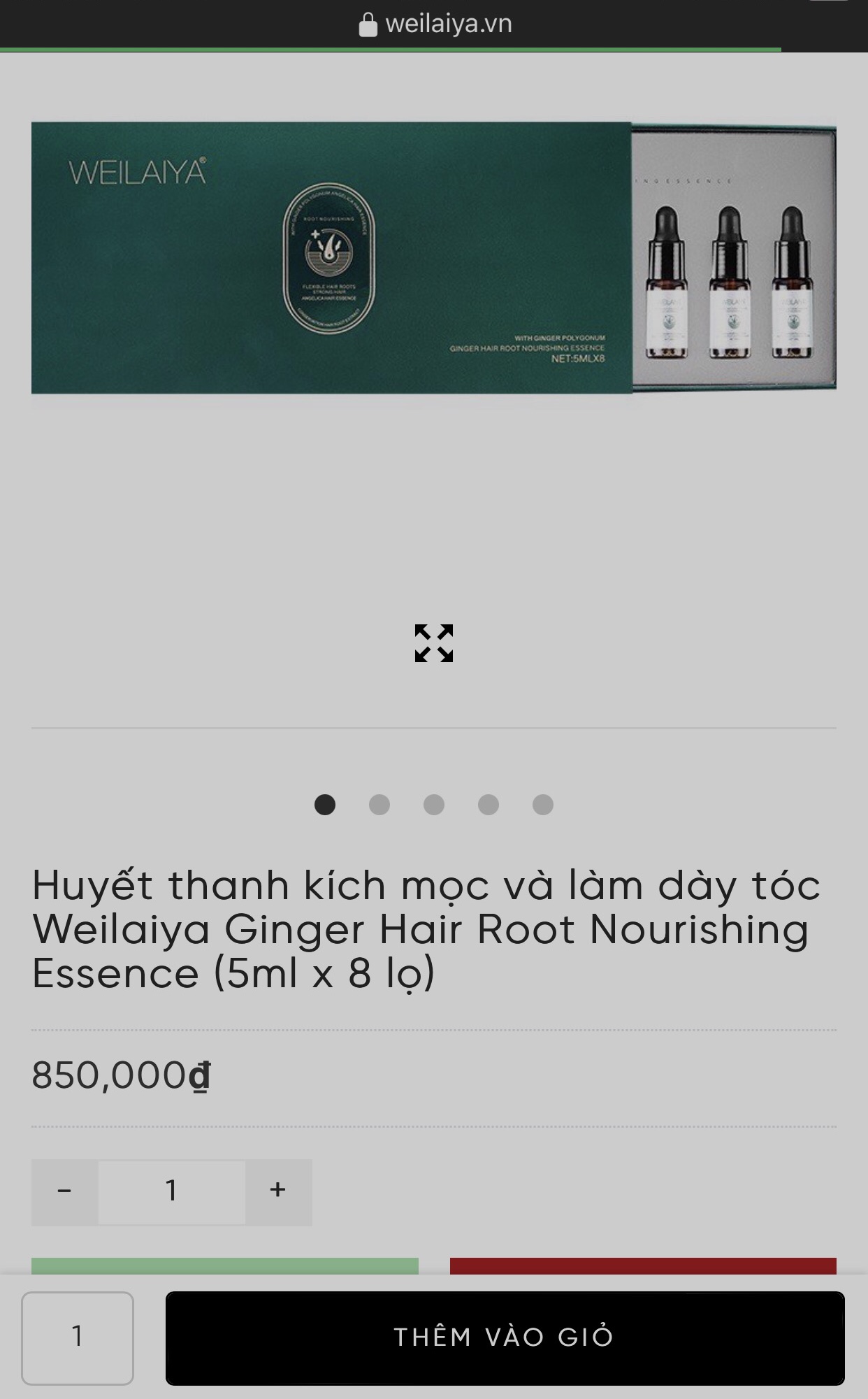 Huyết thanh kích mọc và làm dày tóc Weilaiya Ginger Hair Root Nourishing Essence (5ml x 8 lọ) thumbnail