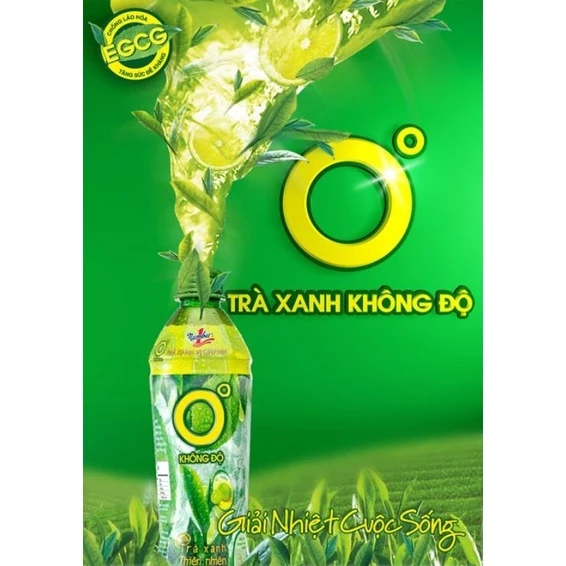 Lốc 6 chai trà xanh 0 độ 455ml