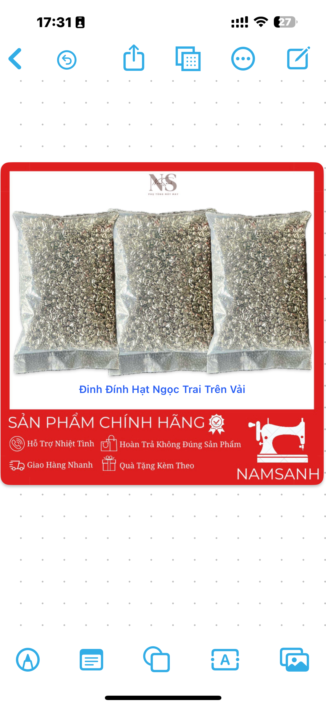 Đinh đóng hạt nhựa Ngọc trai (100g)