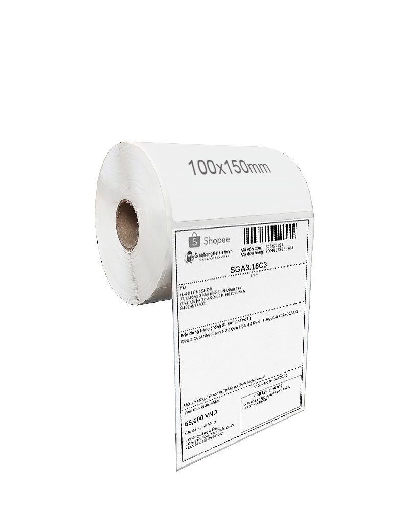 Decal in tem nhãn cuộn 50m kích cỡ 100x150mm