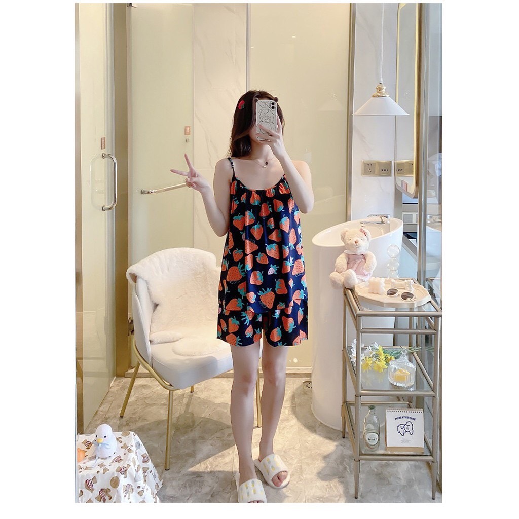 Bộ ngủ 2 dây cotton đẹp