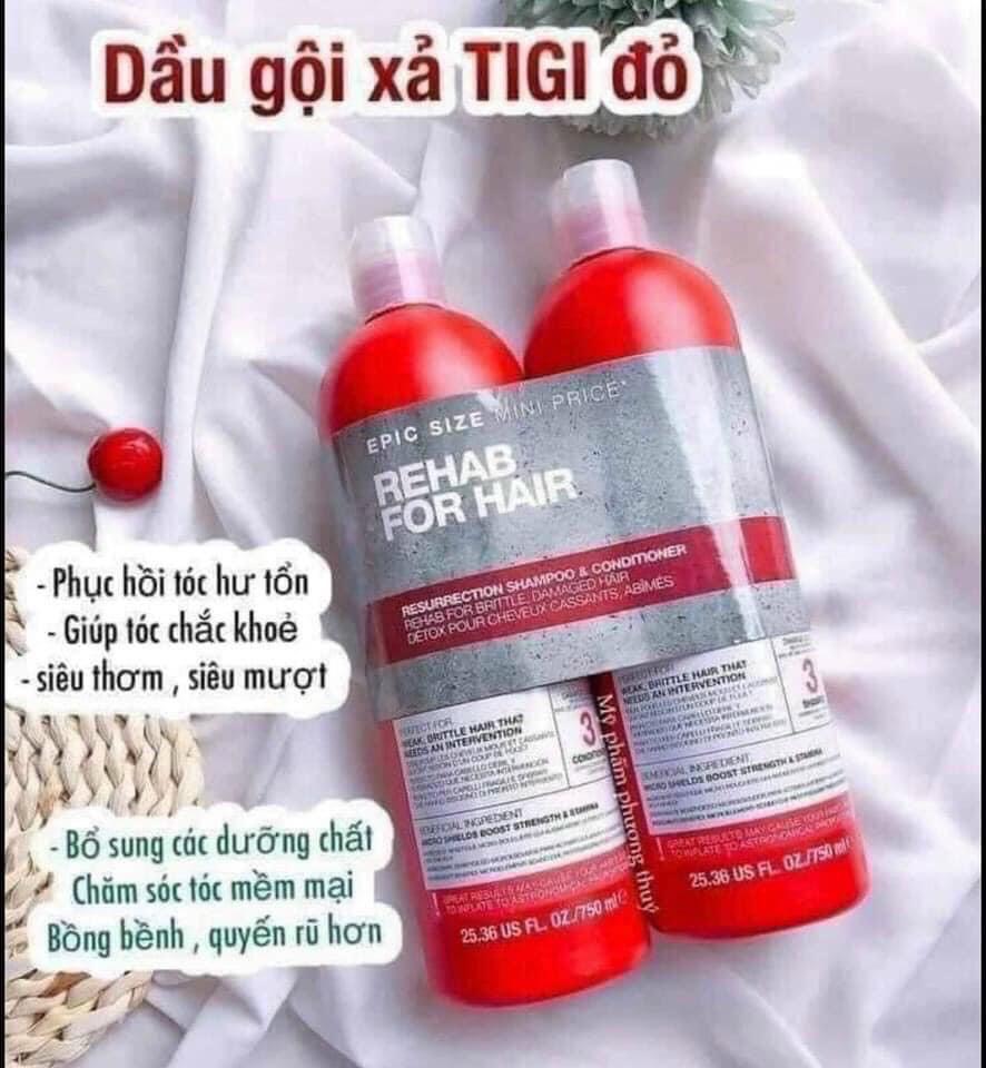 Cặp dầu gội xả tigi đỏ 1500ml chính hãng. tặng kèm ủ tóc tigi 200ml