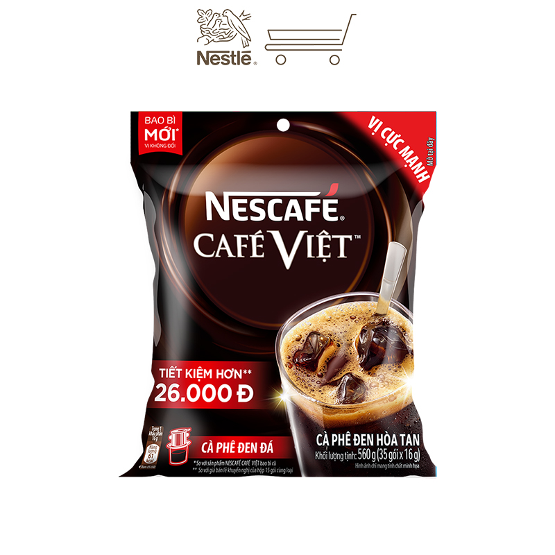 NESCAFE HÒA TAN CAFE VIỆT ĐEN ĐÁ ( Túi 35 gói x 16g)