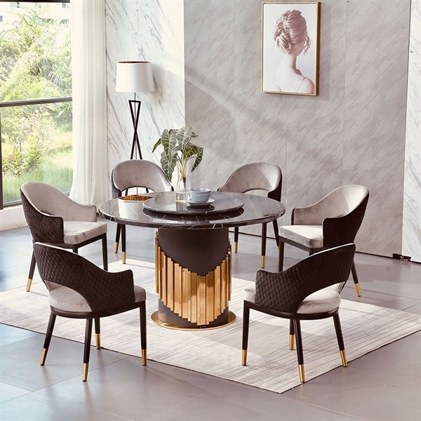 BÀN ĂN XOAY MẶT ĐÁ PHONG CÁCH HIỆN ĐẠI