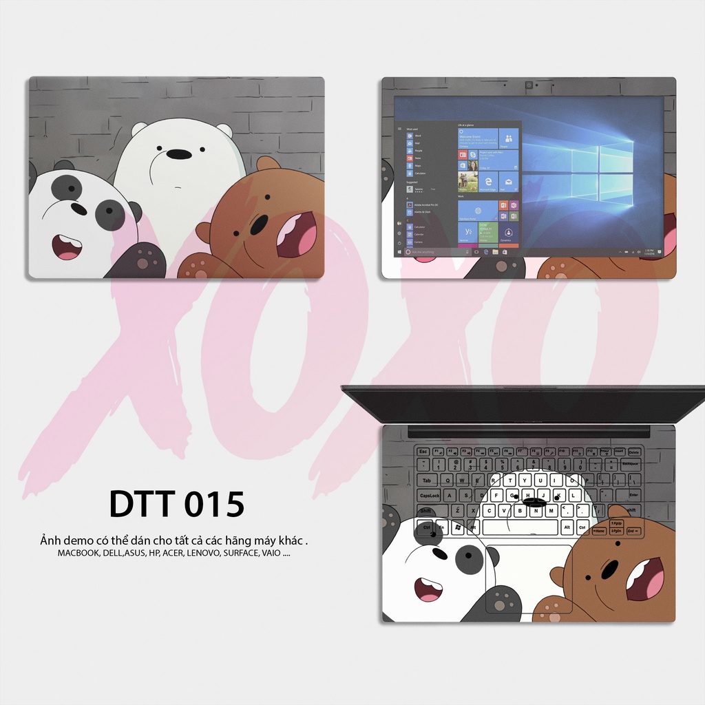 Decal laptop chống xước WE BARE BEARS