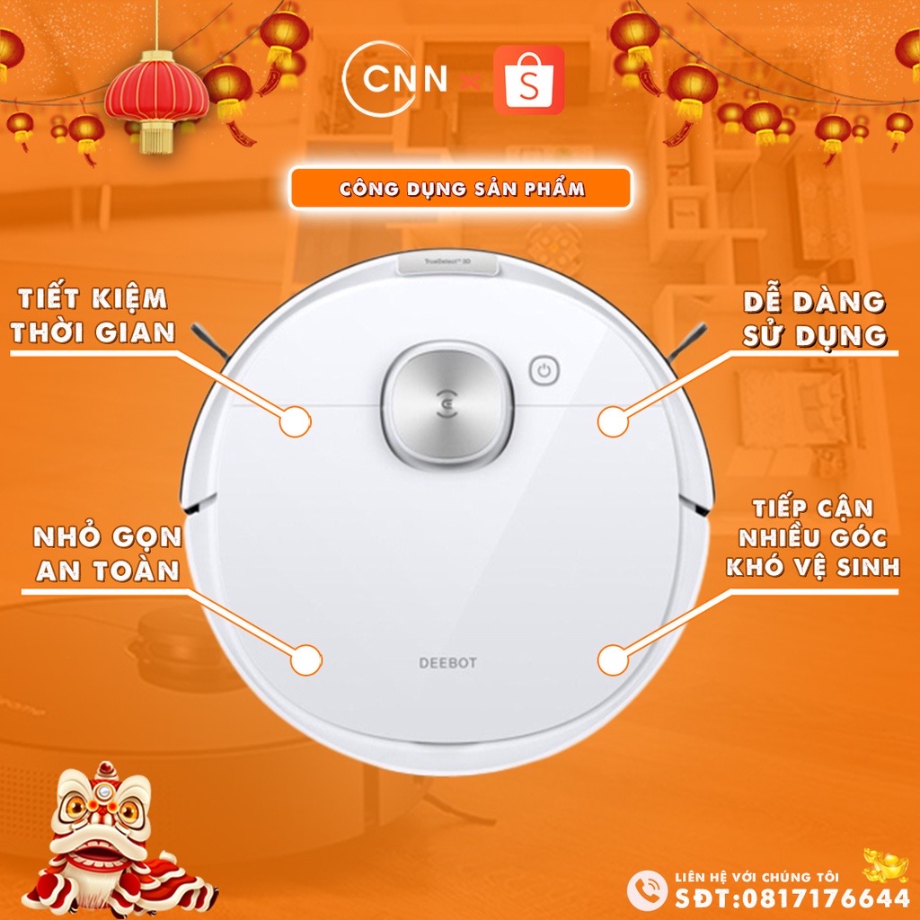 Robot hút bụi lau nhà Ecovacs Deebot T8 Max B