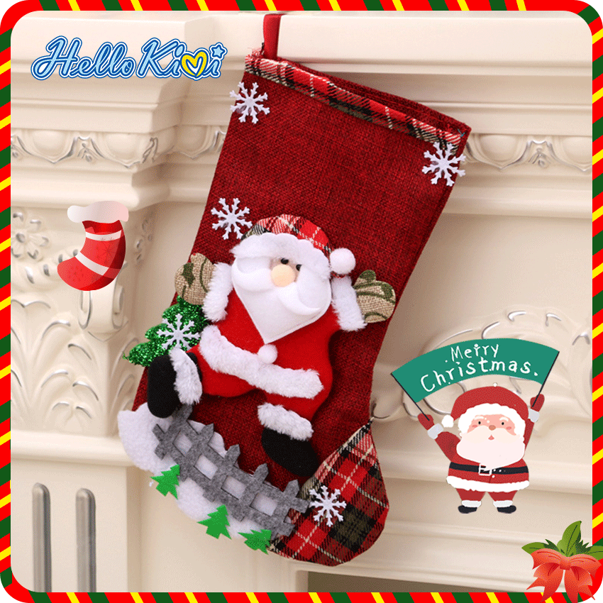 HelloKimi noel tất trang trí noel christmas socks Vớ Vớ Giáng Sinh Túi Kẹo Năm Mới Ông Già Noel Túi Quà Tặng Trang Trí Giáng Sinh Đồ Trang Trí Cây Giáng Sinh Tiệc Tùng Trẻ Em