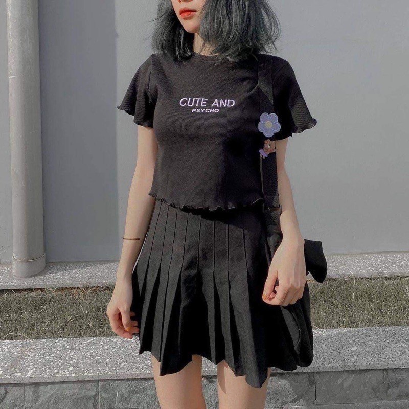 ÁO CROPTOP THÊU CHỮ CUTE_AND