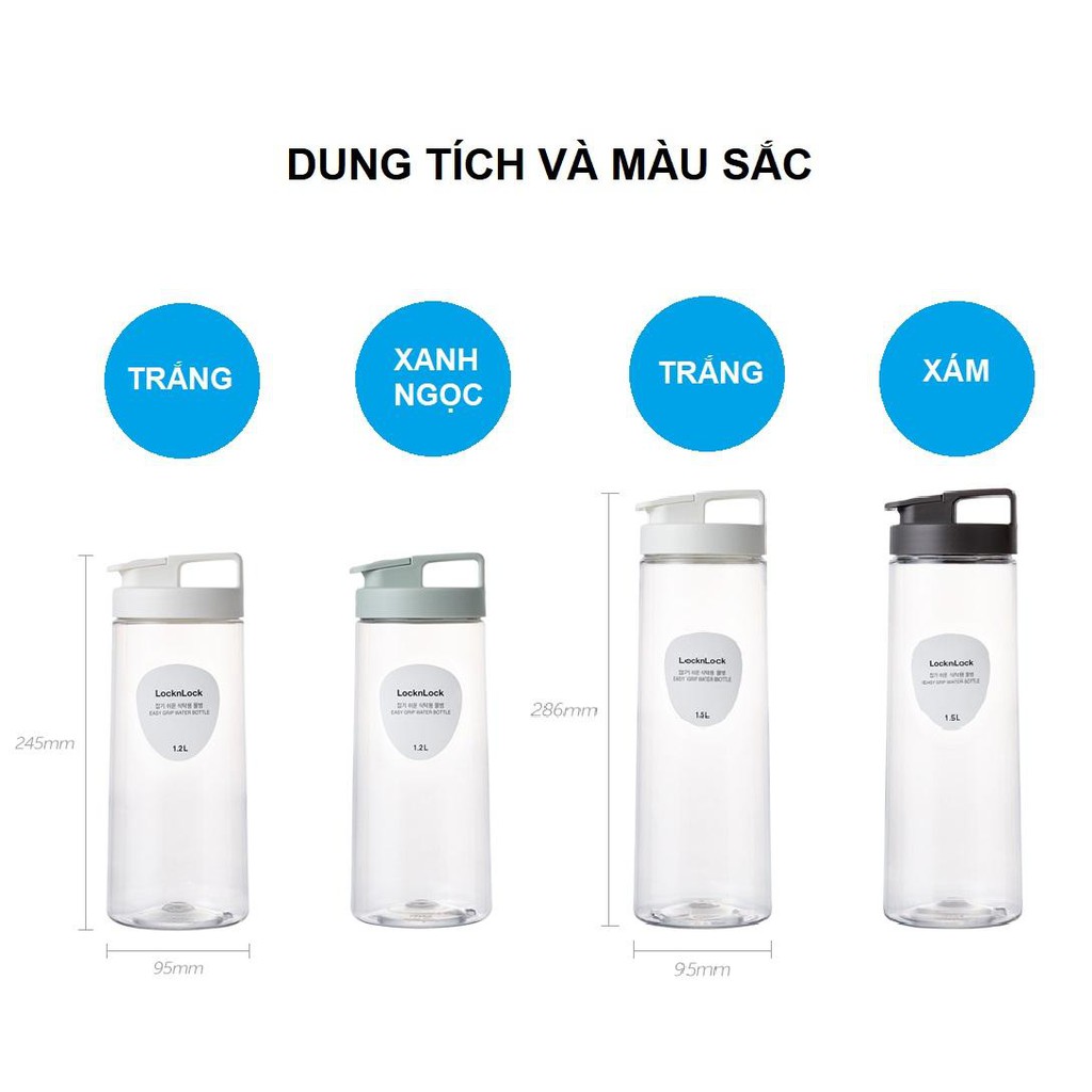 [HCM]Bình Đựng Nước Lock&Lock Easy Grip HAP813 [1.2L] HAP814 [1.5L]