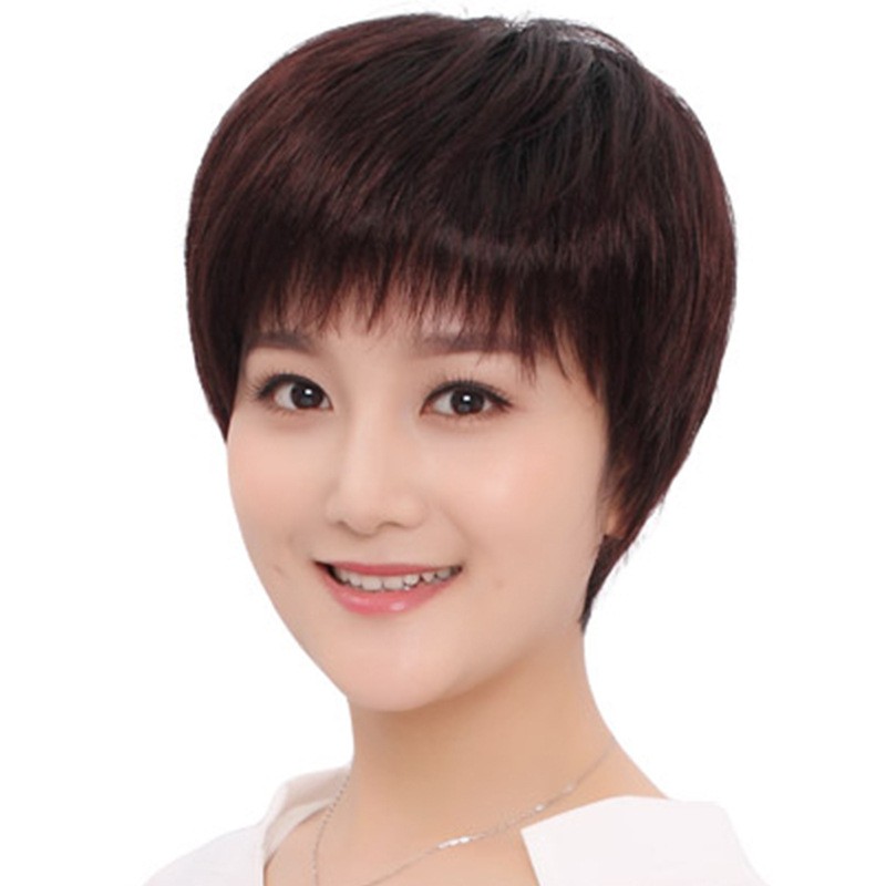 Tóc trung niên tém thẳng ngắn 😍FREESHIP😍 tóc tém ngắn nữ trung niên, tóc giả trung niên, tóc nữ trung niên, tặng lưới chụp