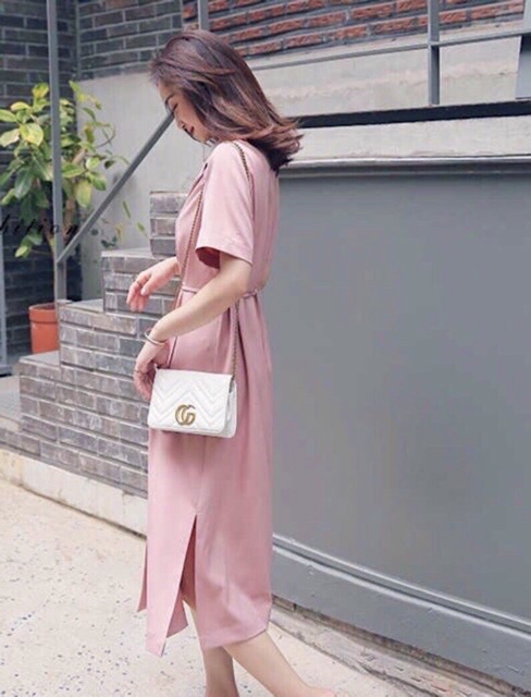[HCM]Đầm SM HỒNG 2 túi - form to (kèm hình thật)