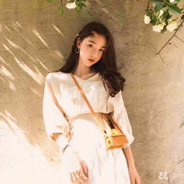 Đầm đen tay lỡ đan dây eo (kèm hình thật)