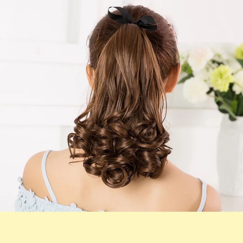 Tóc giả nữ cột xoăn đuôi 38cm