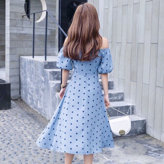 [HCM][Mã FATHANG5 giảm 10K đơn 50K] Đầm blue bi xanh đen (kèm hình thật)