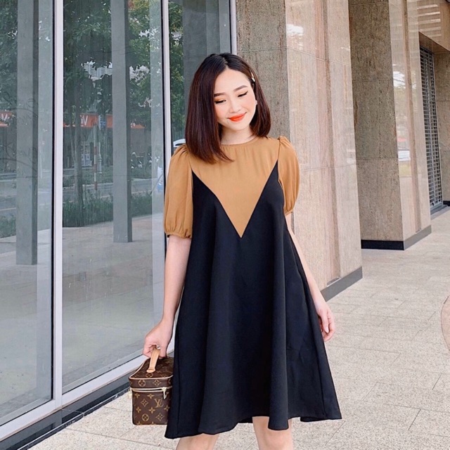 Đầm đen phối nâu v2 (kèm hình thật)
