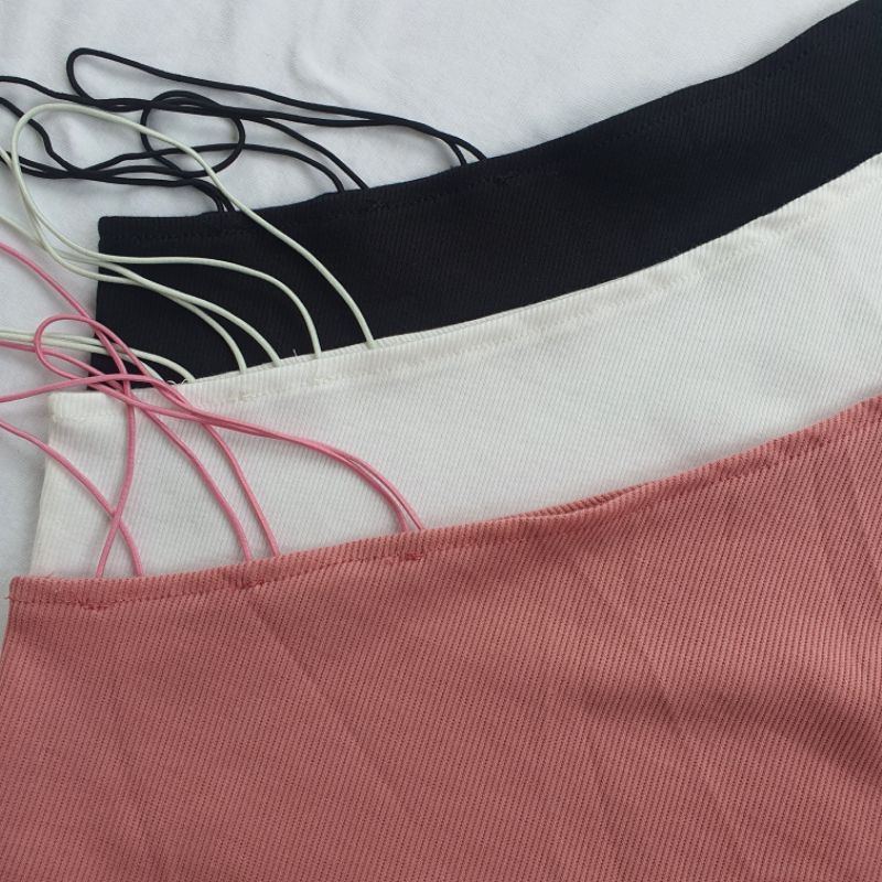 Áo 3 dây chéo thân dáng croptop thun gân - A23D