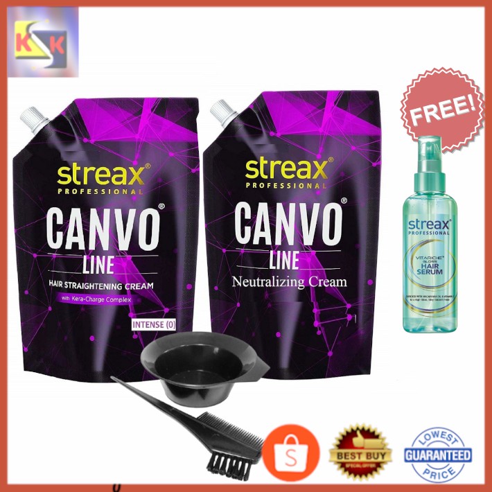 Streax Canvo Line Straightening Cream & Neutralizing Cream (Intense) Free  Streax Serum+Mug+Brush | Lazada