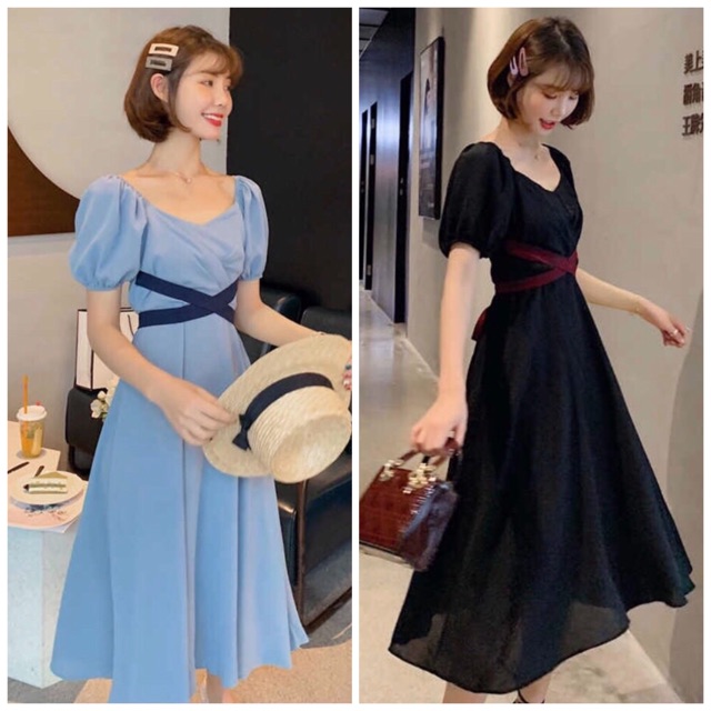 [HCM]Đầm chéo dây 2 màu (kèm hình thật)