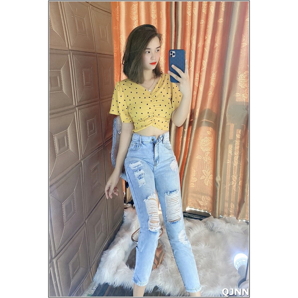 Quần jean nữ BAGGY rách 3028 b2-2