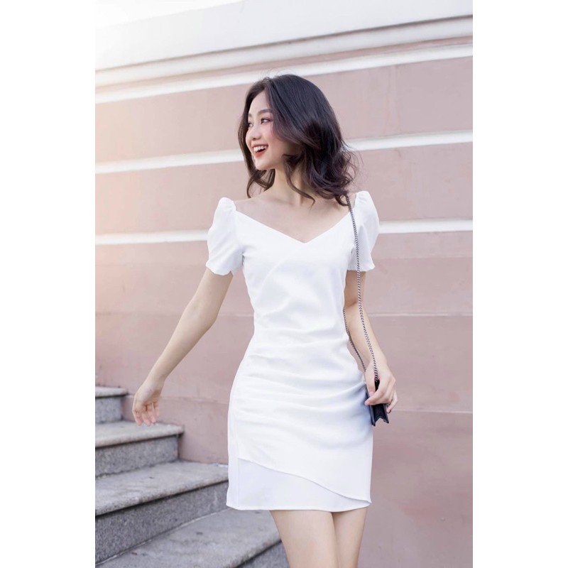 [HCM]Đầm cổ V nhúng eo 2 màu