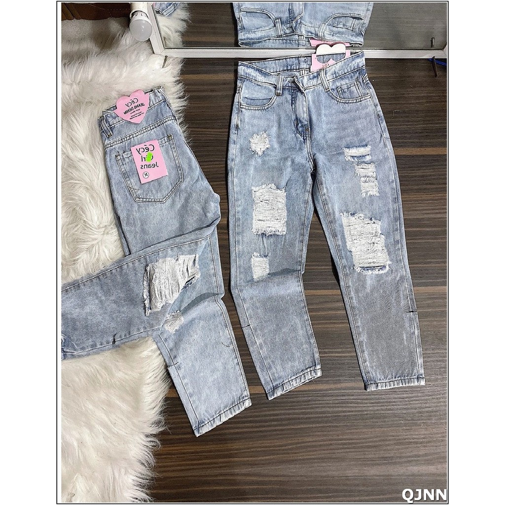 Quần jean nữ BAGGY rách 3028 b2-2
