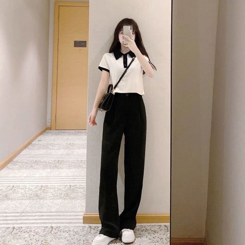 áo croptop cổ bẻ phối cổ ENTYTY - CN12