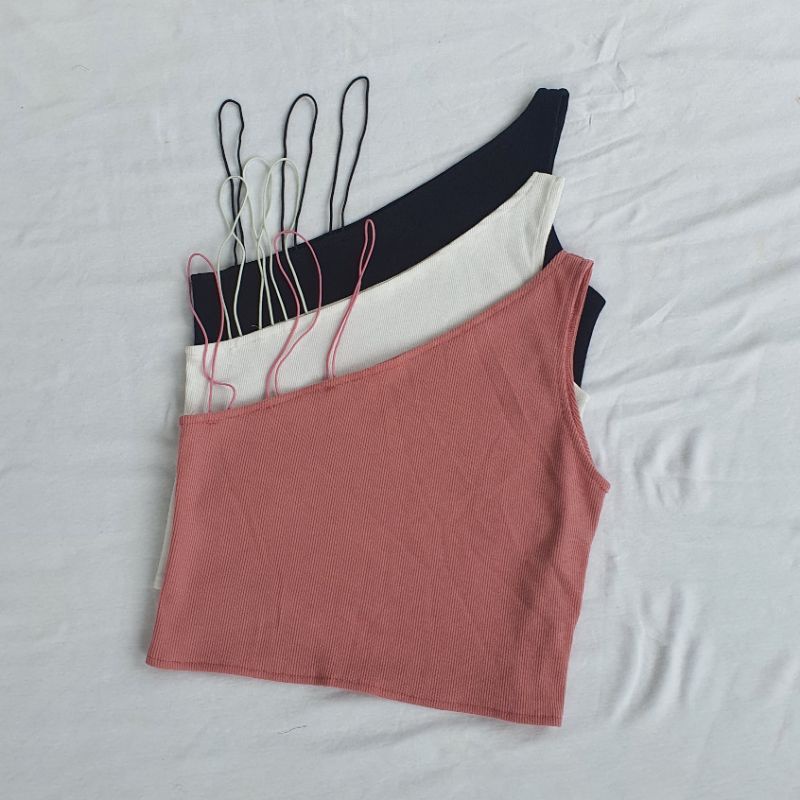 Áo 3 dây chéo thân dáng croptop thun gân - A23D