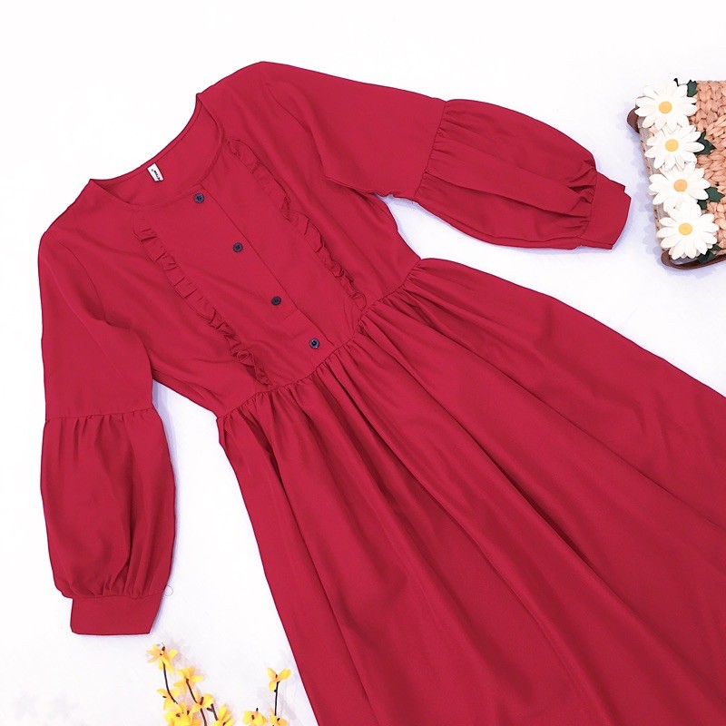 [HCM]Babydoll đỏ form dài (kèm hình thật)