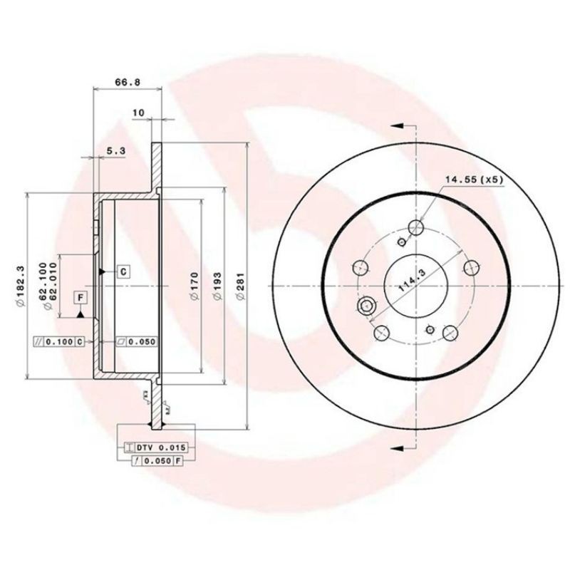 Original Brembo Disc Rotor Toyota Camry ACV40 2.0/2.4 200611 Lazada