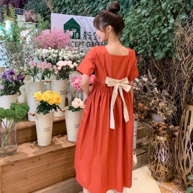 [HCM][Mã FATHANG5 giảm 10K đơn 50K] Đầm suông mint nơ sau