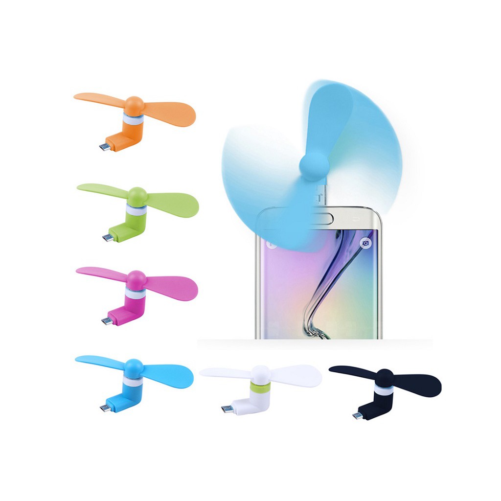Quạt mini USB 2 cánh cắm chân điện thoại cổng Micro USB