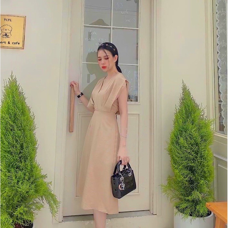 [HCM]Đầm kem cánh dơi v2 (kèm hình thật)