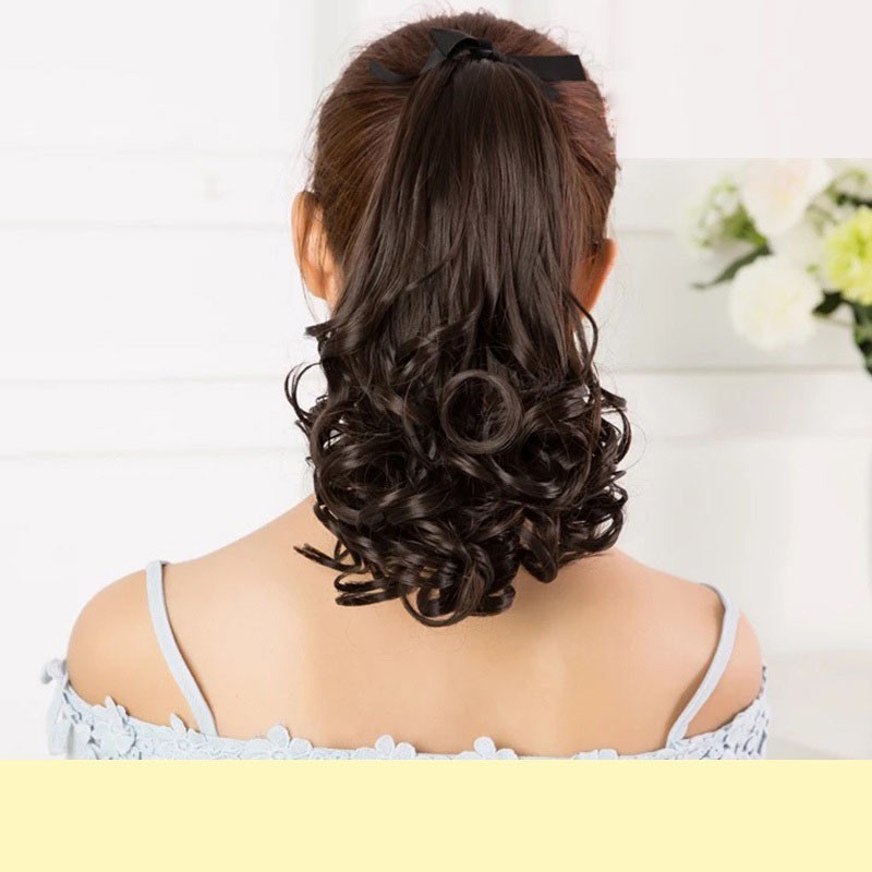 Tóc giả nữ cột xoăn đuôi 38cm