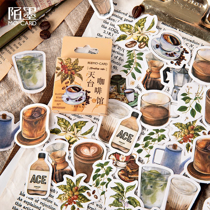 Bộ sticker/ Hình dán Các Loại Coffee (46 Hình)