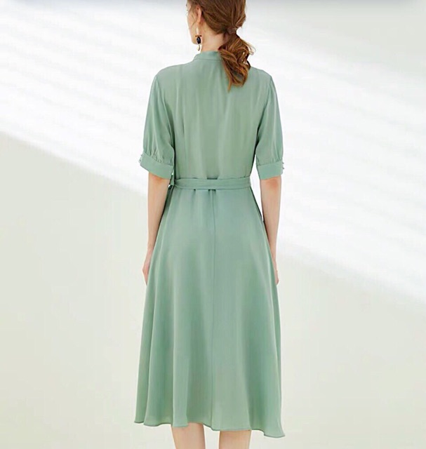 Đầm mint nút xéo (kèm hình thật)