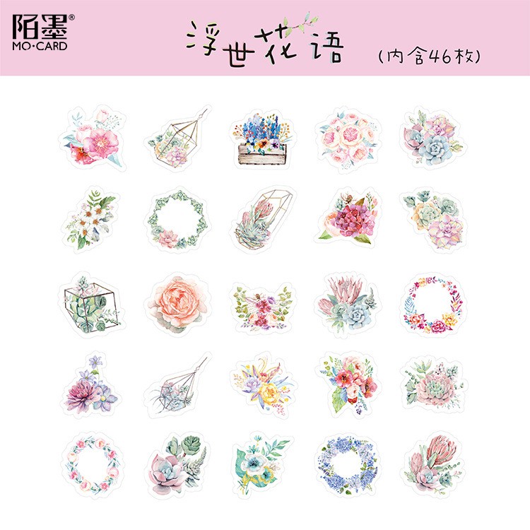 Bộ sticker/ Hình dán Họa Tiết Hoa Độc Đáo (46 Hình)