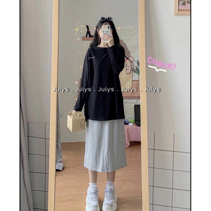Chân váy cạp chun dáng dài🌱Chân váy midi cạp chun🌱{free ship}