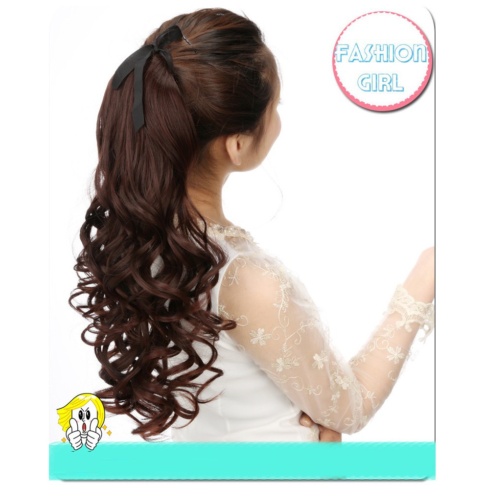 Tóc cột xoăn 50cm C136 😍FREESHIP😍 cột tóc giả nữ, buộc tóc giả, đuôi cột tóc giả xoăn dài, đuôi tóc giả thời trang