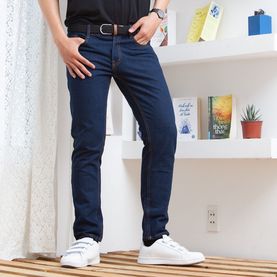quần jean nam xanh trơn CÓ SIZE ĐẠI ( CHẤT CO GIÃN)