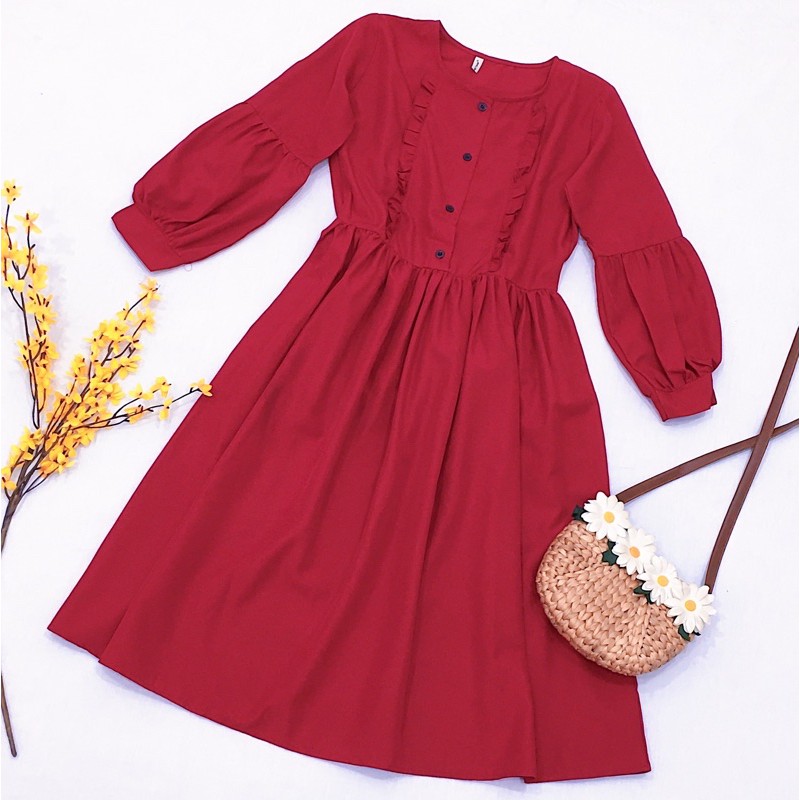 [HCM]Babydoll đỏ form dài (kèm hình thật)