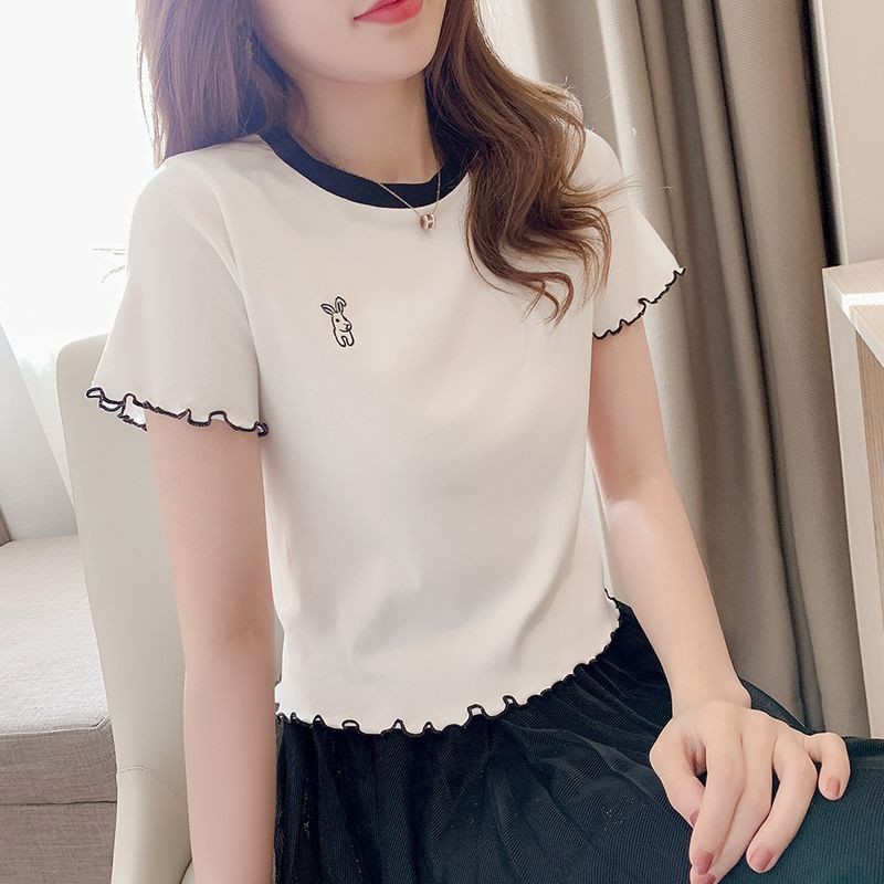 ÁO CROPTOP THÊU THỎ PHỐI CỔ CH - NTTshop