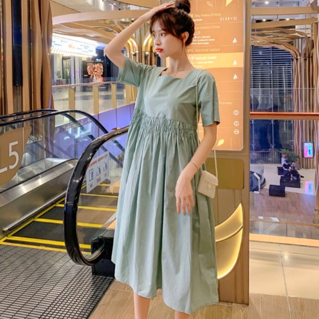 [HCM][Mã FATHANG5 giảm 10K đơn 50K] Đầm suông mint nơ sau