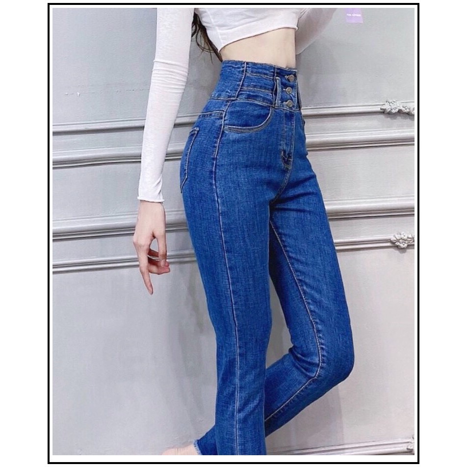 Quần jean nữ lưng siêu cao 3 CÚC Siêu Đẹp bảng size 26-34 chất jean giãn tốt 3h0-379