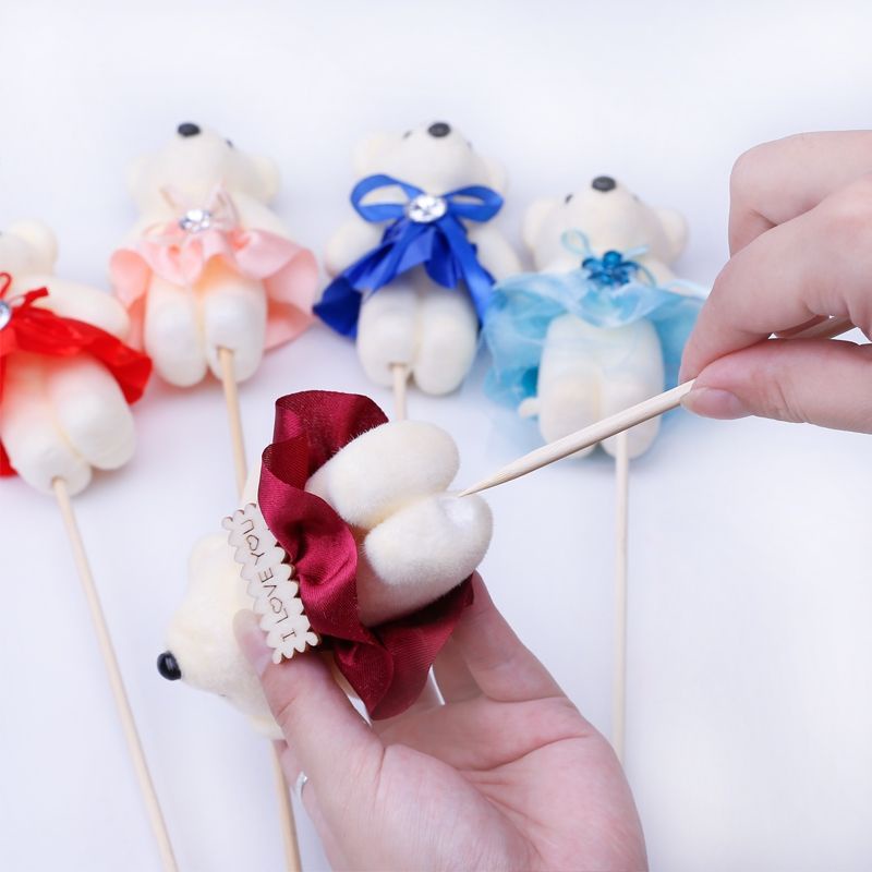 (Cao 12cm) Gấu bông gói hoa, gấu bông trang trí