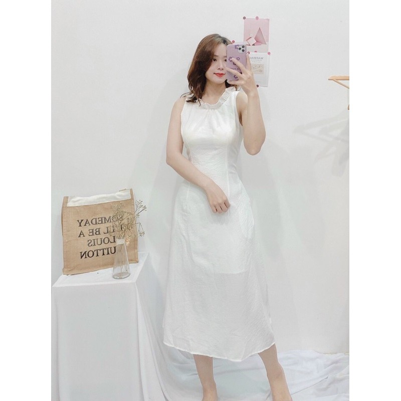 [HCM]Đầm cổ tròn bèo sát nách 2 màu