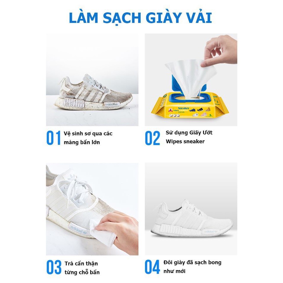 [Bịch 30 tờ] Khăn giấy lau giày sneaker giày da siêu tiện lợi