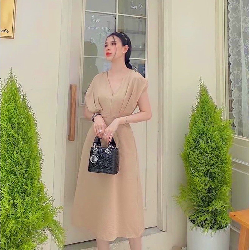 [HCM]Đầm kem cánh dơi v2 (kèm hình thật)
