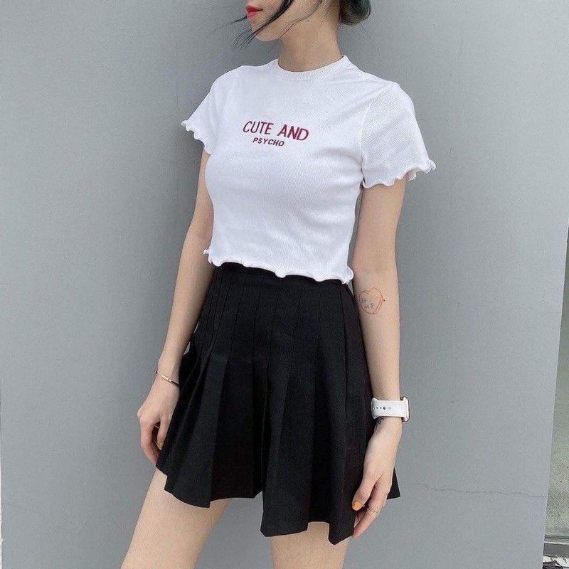 ÁO CROPTOP THÊU CHỮ CUTE_AND
