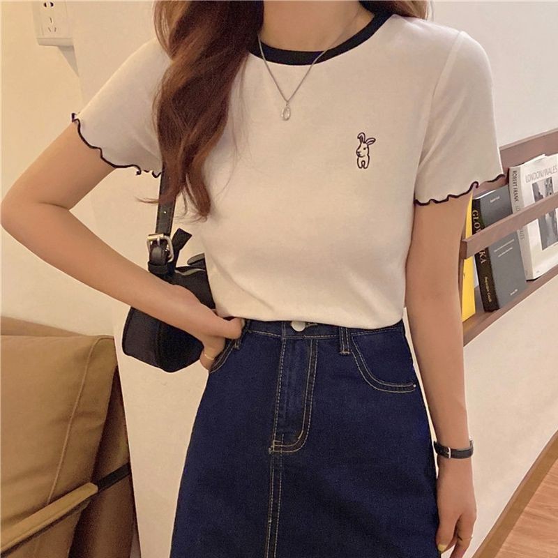 ÁO CROPTOP THÊU THỎ PHỐI CỔ CH - NTTshop